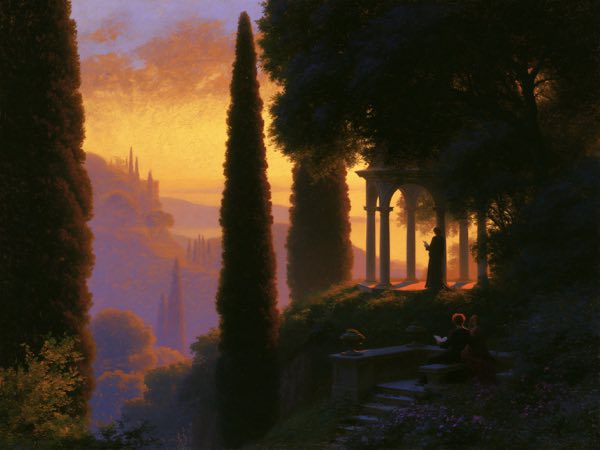 Evening rotunda: a Renaissance oil painting in the world Ocelli lives in.