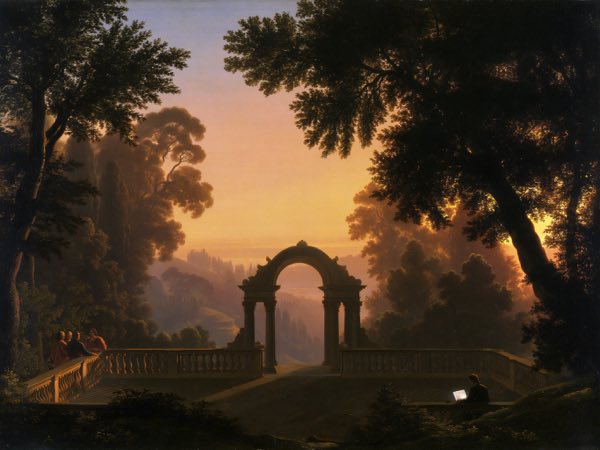 Garden belvedere: a Renaissance oil painting in the world Ocelli lives in.